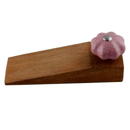 Lavender Crackle Ceramic Melon Wooden Door Stopper